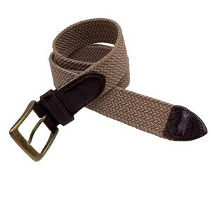 Dockers Mens Braided Elastic Stretch Belt Tan Brown Leather 36 11DK0223